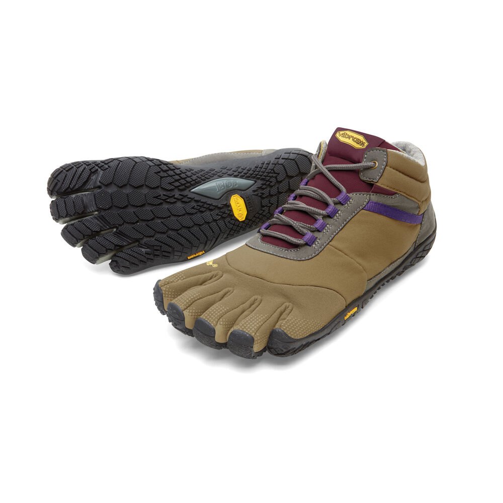 Vibram Five Fingers Womens Running Shoes - Khaki/Purple - Trek Ascent Insulated - 05483-XZWS